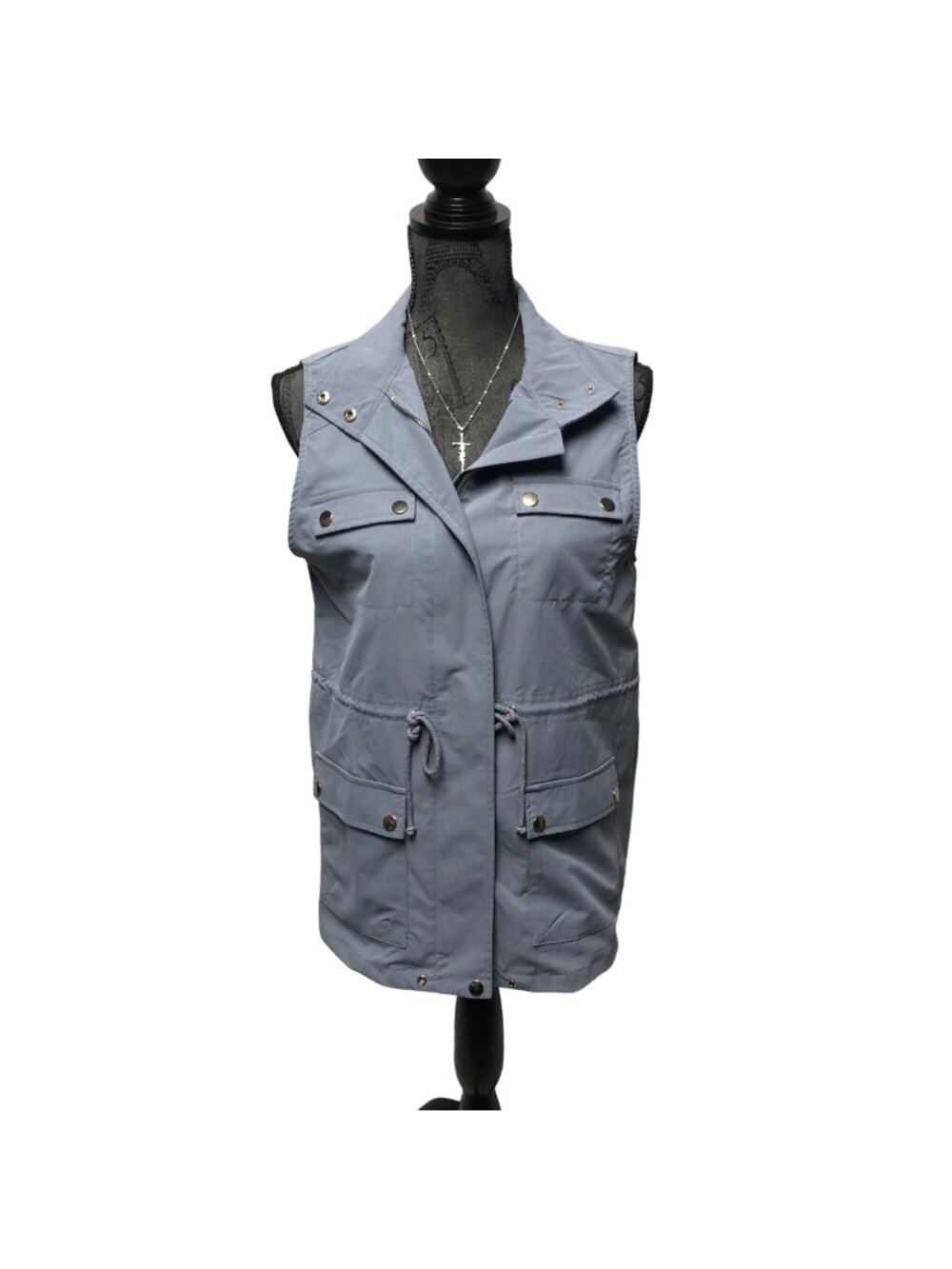 FSL Apparel Utility Vest Womens Size Small Sleeveless Light Blue Military Jacket